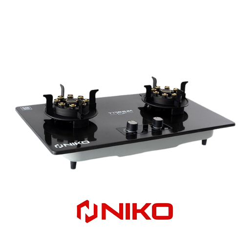 Niko Kompor Gas Tanam dan Meja 2 Tungku Titanium Flip Plus