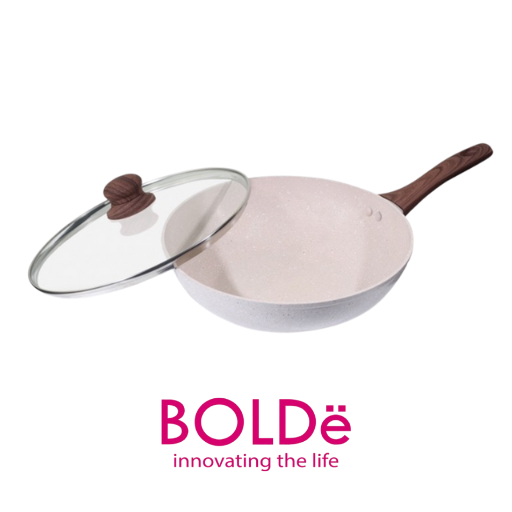BOLDe SUPER PAN WOK 26 CM + GLASS LID BEIGE