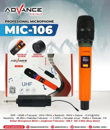Advance Mic 106 Microphone Profesional Mic Wireless 