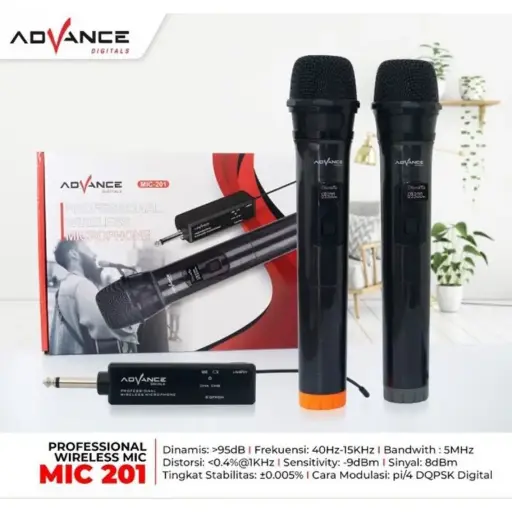 Advance MIC-201 Dua Microphone Wireless Professsional Mic Karaoke