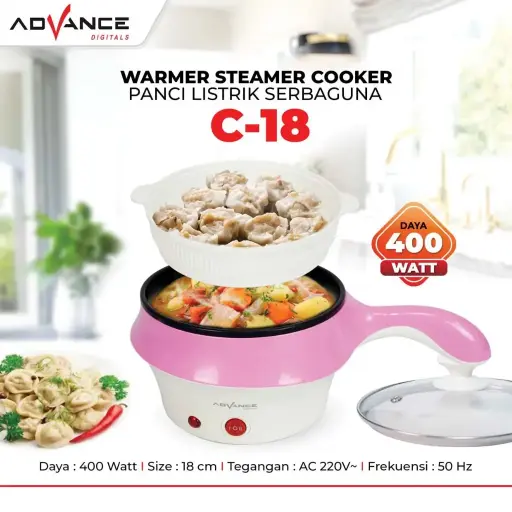 Advance Panci Elektrik Multi Fungsi C18 / Warmer Steamer Cooker C 18 - Biru Muda