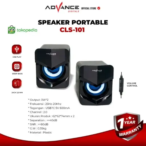 Multimedia Speaker Advance CLS-101 Super Bass 2.0 Channel speaker