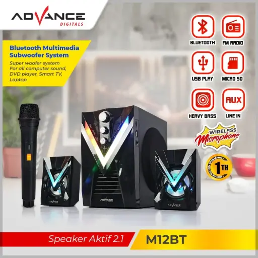Speaker Advance M12BT / M12-BT Stereo Bluetooth Xtra Bass Subwoofer Free Mic