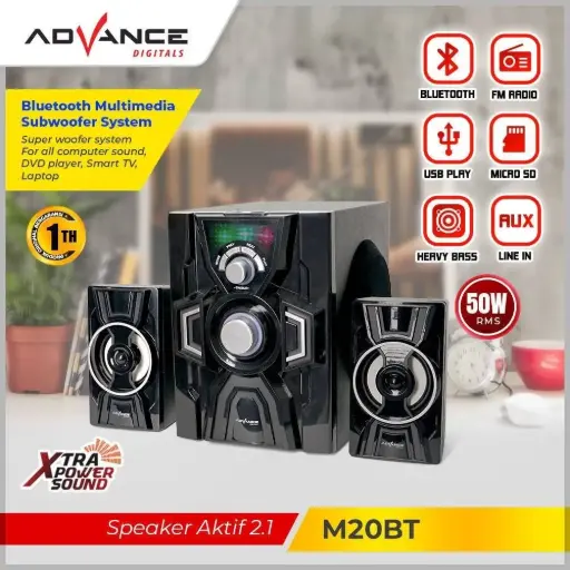 Speaker Aktif 2.1 ADVANCE M-20BT Bluetooth Multimedia Subwoofer BASS | Garansi Resmi